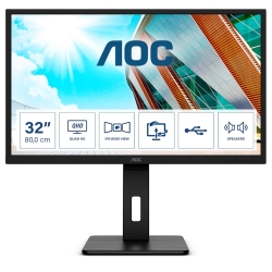 AOC Q32P2C 80 cm (31.5") WQHD Gaming LCD Monitor - 16:9 - Black - 812.80 mm Class - In-plane Switching (IPS) Technology - 2560 x 1440 - 1.07 Billion Colors - Adaptive Sync - 250 cd/m² - 4 ms - 75 Hz Refresh Rate - HDMI - DisplayPort - USB Hub Q32P2C