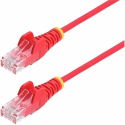 StarTech 1m Red Slim CAT6 Ethernet Cable, Snagless RJ45, UTP, LSZH, 28AWG Pure Bare Copper, Slim Network Patch Cord - Slim UTP Cat6 Cable supports 10Gbps and 100W PoE; Ideal for crowded installations; 36% slimmer for improved airflow; Low Near-End Crosst