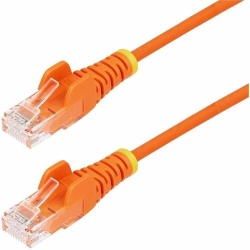 StarTech 1m Orange Slim CAT6 Ethernet Cable, Snagless RJ45, UTP, LSZH, 28AWG Pure Bare Copper, Slim Network Patch Cord - Slim UTP Cat6 Cable supports 10Gbps and 100W PoE; Ideal for crowded installations; 36% slimmer for improved airflow; Low Near-End Cro