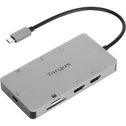 Targus DOCK423AU USB Type C Docking Station for Notebook/Monitor - Yes - SD, microSD - 100 W - Silver - Portable - 2 Displays Supported - 4K - 3840 x 2160 - 2 x USB Type-A Ports - USB Type-A - 1 x USB Type-C Ports - USB Type-C - 1 x RJ-45 Ports - Netw DOC