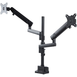 StarTech.com Mounting Arm for Monitor, LCD Display, LED Display - Matte Black - Adjustable Height - 2 Display(s) Supported - 81.3 cm (32") Screen Support - 15.97 kg Load Capacity - 75 x 75, 100 x 100 VESA Standard ARMDUALPIVOT