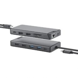 Alogic MV2 USB Type A, USB Type C Docking Station for Notebook - SD - 100 W - Black - 3 Displays Supported - 1920 x 1080 - 3 x USB Type-A Ports - USB Type-A - USB Type-C - Network (RJ-45) - 1 x HDMI Ports - HDMI - VGA - Wired - Gigabit Ethernet - Wind DUC