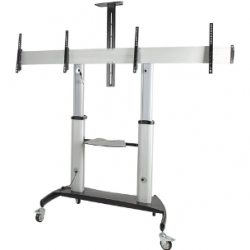 StarTech.com Display Cart - 2 Shelf - 109.77 kg Capacity - 4 Casters - Aluminium - 711.2 mm Length x 2225 mm Width x 2377.4 mm Height - For 2 Devices STNDMTVDUO