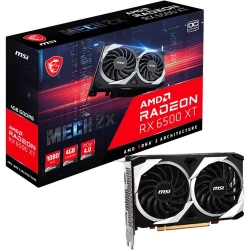 MSI AMD Radeon RX 6500 XT Graphic Card - 4 GB GDDR6 - 2.69 GHz Game Clock - 2.83 GHz Boost Clock - 64 bit Bus Width - PCI Express 4.0 x4 - DisplayPort - HDMI RADEON RX 6500 XT MECH 2X 4G OC