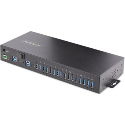 StarTech.com 16-Port Industrial USB 3.0 Hub 5Gbps, Mountable, Terminal Block Power Up to 120W Shared, USB Charging, Dual-Host Hub/Switch - 16 USB-A 3.2 Gen 1 (5Gbps shared) Downstream Facing Ports (DFP) w/dual-host switch/hub - Steel enclosure - Locki 5G1