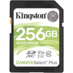 Kingston Canvas Select Plus SDS2 256 GB Class 10/UHS-I (U3) SDXC - 1 Pack - 100 MB/s Read - 85 MB/s Write SDS2/256GB