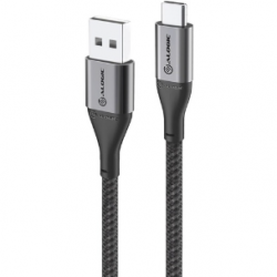 Alogic SUPER Ultra 1.50 m USB/USB-C Data Transfer Cable for Cellular Phone, Tablet, Notebook, Peripheral Device, Wall Charger, Computer - 1 - First End: 1 x USB 2.0 Type C - Male - Second End: 1 x USB 2.0 Type A - Male - 480 Mbit/s - Space Gray ULCA21.5-S