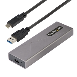 StarTech.com Drive Enclosure PCI Express NVMe, SATA, M.2 - USB 3.2 (Gen 2) Type C Host Interface - UASP Support External - Space Gray - 1 x SSD Supported - 1 x Total Bay - Aluminium M2-USB-C-NVME-SATA