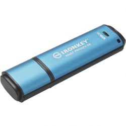 Kingston IronKey Vault Privacy 50 Series IKVP50 128 GB USB 3.2 (Gen 1) Type A Flash Drive - Blue - 256-bit AES - TAA Compliant - 250 MB/s Read Speed - 180 MB/s Write Speed IKVP50/128GB