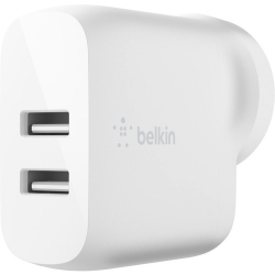 Belkin BOOST?CHARGE 24 W AC Adapter - USB - For Smartphone, Tablet PC, Power Bank, iPad Pro - 4.80 A Output - White WCD001AU1MWH