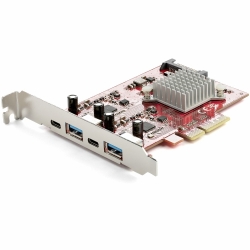 StarTech.com USB Adapter - PCI Express x4 - Plug-in Card - Red - UASP Support - 4 Total USB Port(s) - PC, Linux, Mac PEXUSB312A2C2V