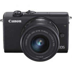 Canon EOS M200 24.1 Megapixel Mirrorless Camera with Lens - 15 mm - 45 mm - Black - CMOS Sensor - Autofocus - 7.6 cm (3") Touchscreen LCD - 3x Optical Zoom - Optical (IS) - 6000 x 4000 Image - 3840 x 2160 Video - 4K Recording - HD Movie Mode - Wireles M20