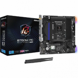 ASRock B760M PG RIPTIDE WIFI Gaming Desktop Motherboard - Intel B760 Chipset - Socket LGA-1700 - Micro ATX - Core Processor Supported - 192 GB DDR5 SDRAM Maximum RAM - DIMM, UDIMM - 4 x Memory Slots - Gigabit Ethernet - IEEE 802.11 a/b/g/n/ac/ax - HDM B76