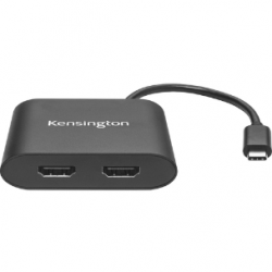 Kensington A/V Adapter - 1 Pack - 1 x Type C USB Male - 2 x HDMI HDMI 1.4 Digital Audio/Video Female - 3840 x 2160 Supported - Black K38286WW