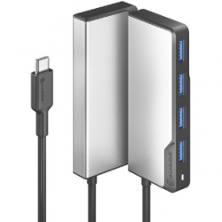 Alogic Fusion SWIFT USB Hub - USB Type C - Portable - Space Gray - 4 Total USB Port(s) - 4 USB 3.0 Port(s) - ChromeOS, PC, Mac UCFUUA-SGR