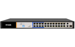 D-link 26-Port PoE Switch with 24 10/100Mbps Long Reach PoE+ Ports and 2 Gigabit Uplinks with Combo SFP. PoE budget 250W (DES-F1026P-E)