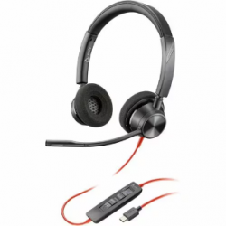 HP Poly Blackwire 3320 Wired On-ear Stereo Headset - Black - Microsoft Teams Certification - Binaural - Ear-cup - 32 Ohm - 216.4 cm Cable - Omni-directional Microphone - USB Type C, Mini-phone (3.5mm) 8X220AA