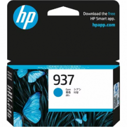 HP 937 Original Standard Yield Inkjet Ink Cartridge - Cyan - 1 Pack - 800 Pages 4S6W2NA
