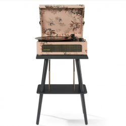Crosley Voyager Bluetooth Portable Turntable + Entertainment Stand Bundle - Floral CRIW8017BST-FL4