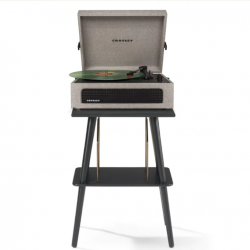 Crosley Voyager Bluetooth Portable Turntable + Entertainment Stand Bundle - Grey CRIW8017BST-GY4