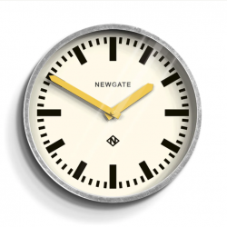 Newgate Luggage Wall Clock Galvanised Yellow Hands NGLUGG667GALCY