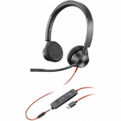 HP Poly Blackwire 3325 Wired On-ear Stereo Headset - Black - Microsoft Teams Certification - Binaural - Ear-cup - 32 Ohm - 213.4 cm Cable - Omni-directional Microphone - USB Type C, Mini-phone (3.5mm) 8X222AA