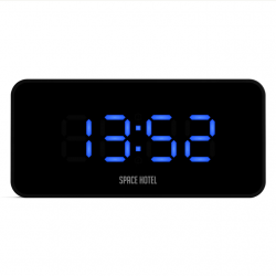 Newgate Space Hotel Hypertron Alarm Clock Black Case - Black Lens - Blue Led NGSH-HYPE-BL1-K