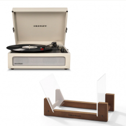Crosley Voyager Bluetooth Portable Turntable - Dune + Bundled Crosley Record Storage Display Stand CR8017BSS-DU4