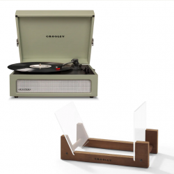 Crosley Voyager Bluetooth Portable Turntable - Sage + Bundled Crosley Record Storage Display Stand CR8017BSS-SA4