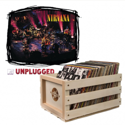 Crosley Record Storage Crate & Nirvana MTV Unplugged Vinyl Album Bundle UM-4247271-B