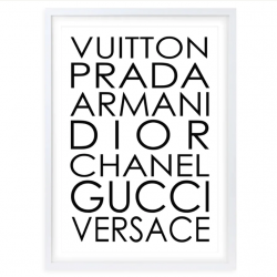 Wall Arts Fashion Names Regular Large 105cm x 81cm Framed A1 Art Print WA-FLAR-BLK