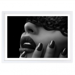 Wall Arts Lipstick And Lace Black And White Large 105cm x 81cm Framed A1 Art Print WA-LITE-WHT