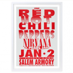 Wall Arts Red Hot Chili Peppers - Nirvana - Pearl Jam - 1992 Large 105cm x 81cm Framed A1 Art Print WA-R9922-BLK