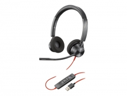 HP POLY BLACKWIRE 3325 UC, STEREO , CORDED HEADSET 3.5MM & USB-A 76J20AA