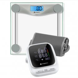 Etekcity Digital Body Weight Bathroom Scale, Silver & Etekcity Smart Blood Pressure Monitor, White Bundle EKEB4074C-BPM