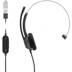 Cisco 321 Wired On-ear Mono Headset - Carbon Black - Monaural - Ear-cup - 32 Ohm - 50 Hz to 18 kHz - 230 cm Cable - Uni-directional, Noise Cancelling, Electret Condenser Microphone - USB Type A, USB Type C HS-W-321-C-USBC