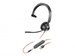 HP POLY BLACKWIRE 3315 UC , MONO , CORDED HEADSET , 3.5MM & USB-A 76J12AA