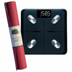 Jade Yoga Harmony Mat - Raspberry & Etekcity Scale for Body Weight and Fat Percentage - Black Bundle JY-368RAS-EKB