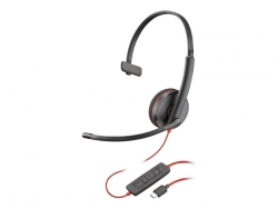 HP POLY BLACKWIRE C3210 UC MONO USB-C CORDED HEADSET, INCLUDING USB-A ADAPTOR 8X214AA