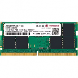 Transcend JetRAM RAM Module for Notebook, Computer - 16 GB - DDR5-5600/PC5-44800 DDR5 SDRAM - 5600 MHz Single-rank Memory - CL46 - 1.10 V - On-die ECC - Unbuffered - 262-pin - SoDIMM - Lifetime Warranty JM5600ASE-16G