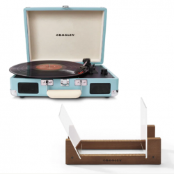 Crosley Cruiser Bluetooth Portable Turntable - Turquoise + Bundled Crosley Record Storage Display Stand CR8005FSS-TU4