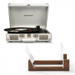 Crosley Cruiser Bluetooth Portable Turntable - White Sands + Bundled Crosley Record Storage Display Stand CR8005FSS-WS4