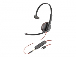 HP POLY BLACKWIRE C3215 UC MONO CORDED HEADSET, 3.5MM & USB-C 80S05A6