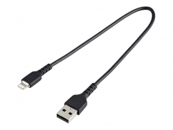 STARTECH 0.3M USB-A TO LIGHTNING CABLE, RUGGED, BLACK, 2YR RUSBLTMM30CMB