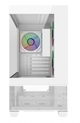 COOLER MASTER MATX, 270 TEMPERED GLASS SIDE PANEL, ARGB FANS(3), WHITE 2YR E490-WHNN-S00