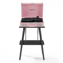 Crosley Cruiser Bluetooth Portable Turntable - Blush Pink + Crosley Entertainment Stand Bundle CR8005EST-BH4