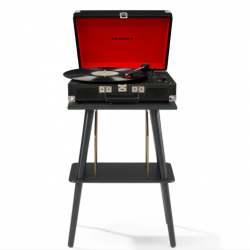 Crosley Cruiser Bluetooth Portable Turntable - Black + Crosley Entertainment Stand Bundle CR8005FST-BK4
