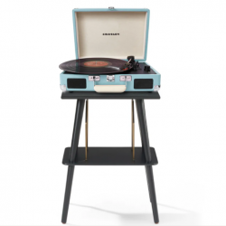 Crosley Cruiser Bluetooth Portable Turntable - Turquoise + Crosley Entertainment Stand Bundle CR8005FST-TU4