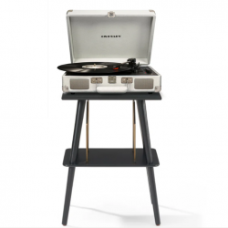 Crosley Cruiser Bluetooth Portable Turntable - White Sands + Crosley Entertainment Stand Bundle CR8005FST-WS4