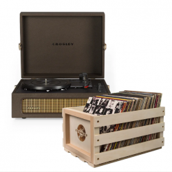 Crosley Voyager Bluetooth Portable Turntable - Cocoa + Bundled Record Storage Crate CR8017BSC-CO4